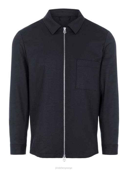 J.Lindeberg menn jason stretch flanell overskjorte marinen klær F8642571