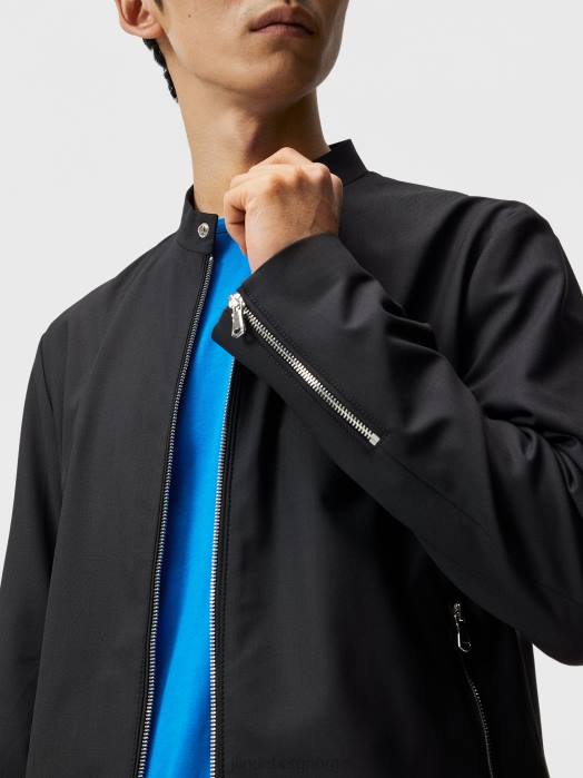 J.Lindeberg menn josiah sommer ull overskjorte svart klær F8641227