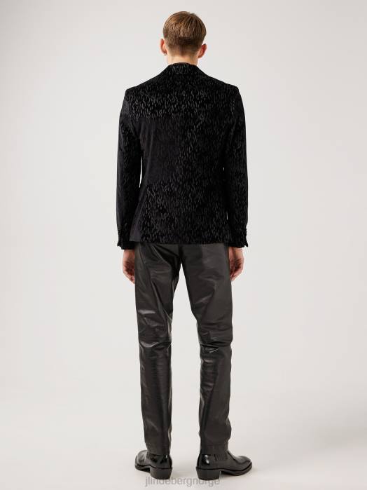 J.Lindeberg menn lenny-trykt fløyelsblazer svart klær F8642567