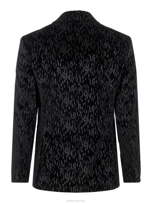 J.Lindeberg menn lenny-trykt fløyelsblazer svart klær F8642567