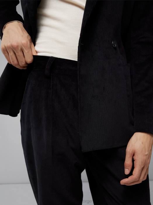 J.Lindeberg menn plisserte bukser i gordon cordfløyel svart klær F8642555