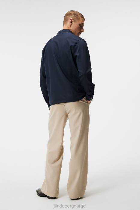J.Lindeberg menn reid twill overskjorte marinen klær F8641201