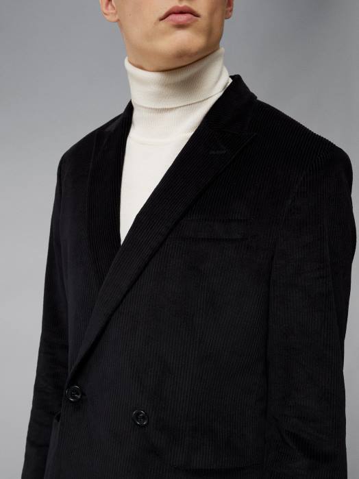 J.Lindeberg menn tørker kordfløyelblazer svart klær F8642556