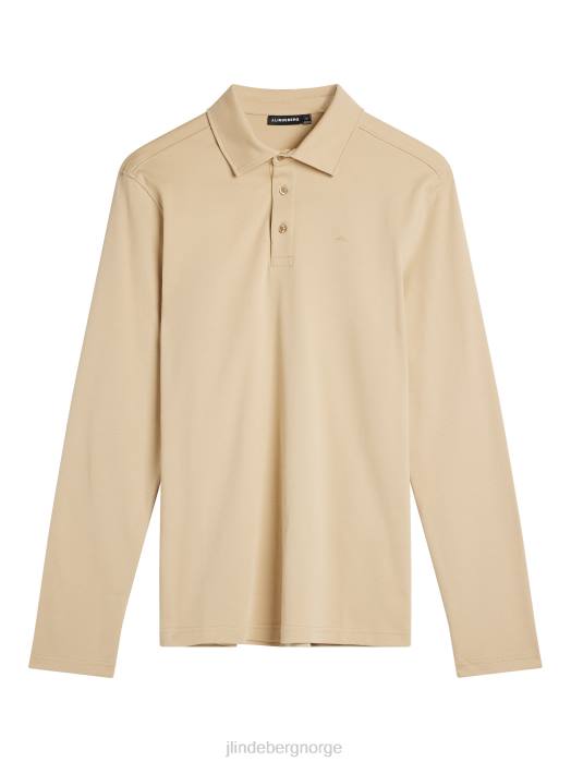 J.Lindeberg menn Asher langermet polo safari beige klær F864960