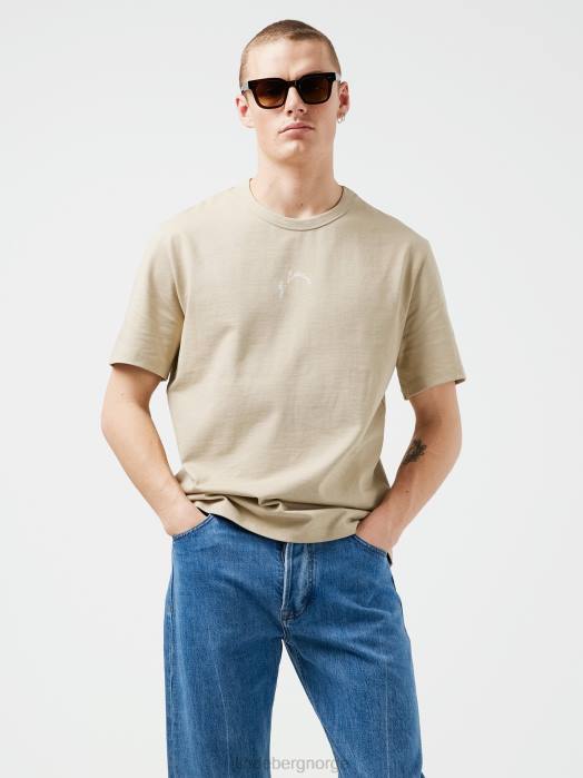 J.Lindeberg menn collin t-skjorte med logotrykk safari beige klær F8642143