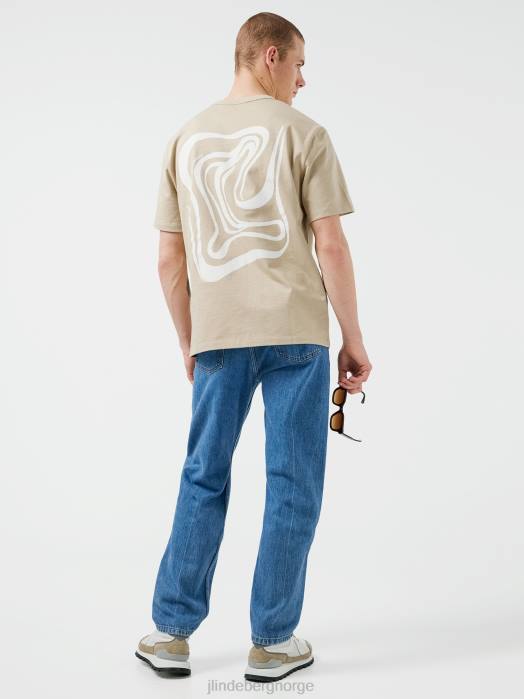 J.Lindeberg menn collin t-skjorte med logotrykk safari beige klær F8642143