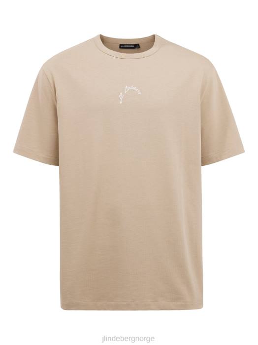 J.Lindeberg menn collin t-skjorte med logotrykk safari beige klær F8642143
