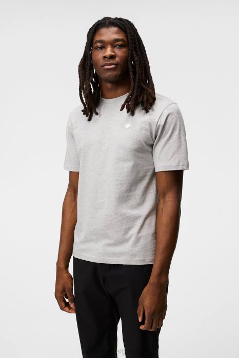 J.Lindeberg menn dale diamond patch t-skjorte lys grå melange klær F864980