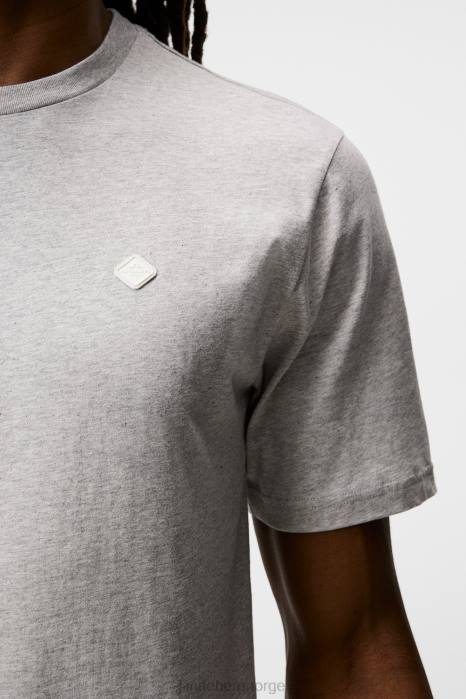 J.Lindeberg menn dale diamond patch t-skjorte lys grå melange klær F864980