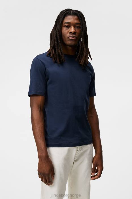 J.Lindeberg menn dale diamond patch t-skjorte marinen klær F864981