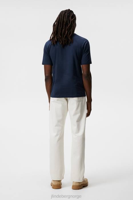 J.Lindeberg menn dale diamond patch t-skjorte marinen klær F864981