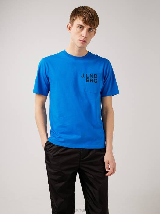 J.Lindeberg menn dale t-skjorte med brystlomme sann blå klær F8642163