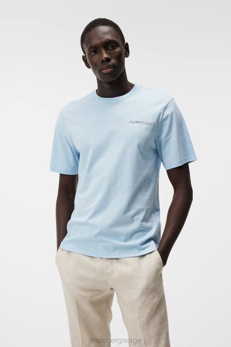 J.Lindeberg menn dale t-skjorte med sesongtrykk drømme blå klær F864941
