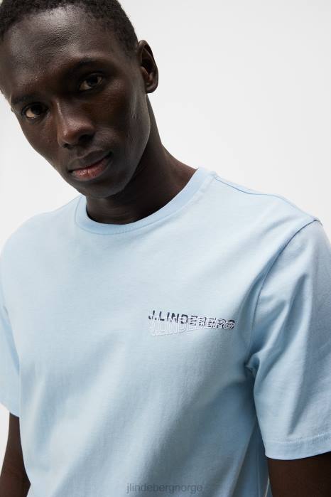 J.Lindeberg menn dale t-skjorte med sesongtrykk drømme blå klær F864941