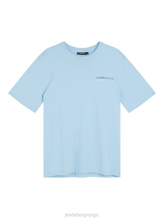 J.Lindeberg menn dale t-skjorte med sesongtrykk drømme blå klær F864941