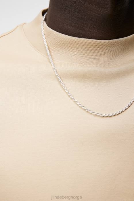 J.Lindeberg menn ess t-skjorte med falsk hals safari beige klær F864973