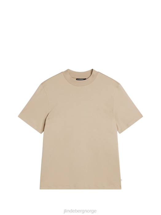 J.Lindeberg menn ess t-skjorte med falsk hals safari beige klær F864973