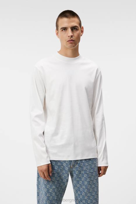 J.Lindeberg menn ess t-skjorte med lange ermer med høy hals hvit klær F864937