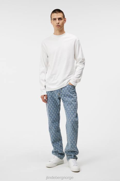 J.Lindeberg menn ess t-skjorte med lange ermer med høy hals hvit klær F864937