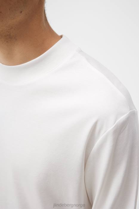 J.Lindeberg menn ess t-skjorte med lange ermer med høy hals hvit klær F864937