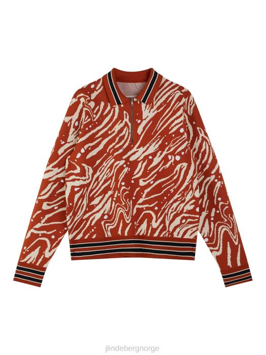 J.Lindeberg menn rami jacquard polo bombay brun klær F864957