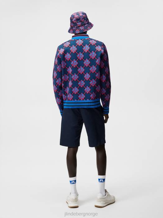 J.Lindeberg menn rami jacquard polo lapis blå klær F864958