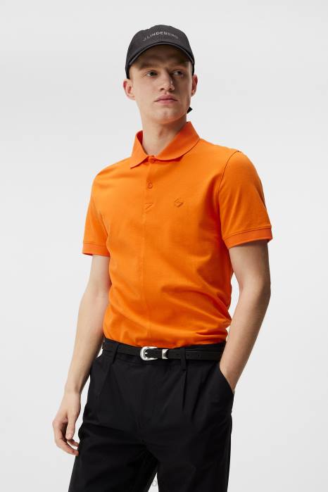 J.Lindeberg menn rubi slim polo russet oransje klær F864953