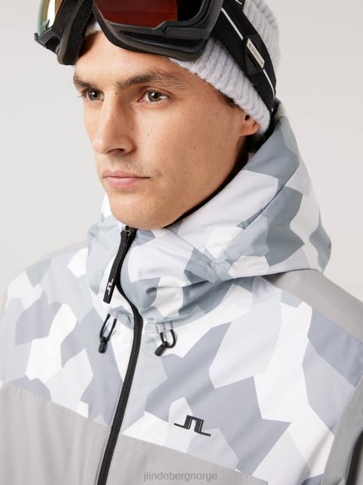 J.Lindeberg menn base camp skijakke grå camo klær F8642476