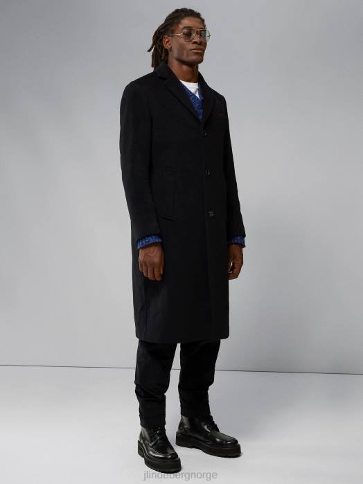 J.Lindeberg menn burke ull kashmir frakk svart klær F8642400