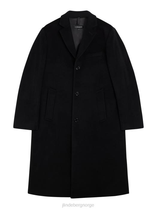 J.Lindeberg menn burke ull kashmir frakk svart klær F8642400