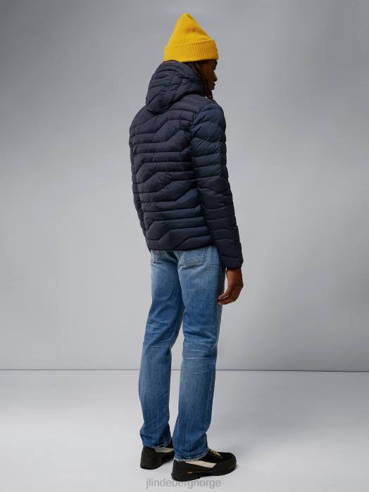 J.Lindeberg menn cliff light dunjakke med hette marinen klær F8642433