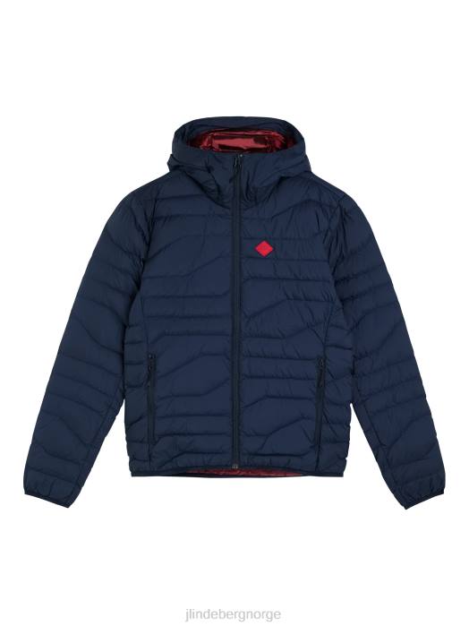 J.Lindeberg menn cliff light dunjakke med hette marinen klær F8642433