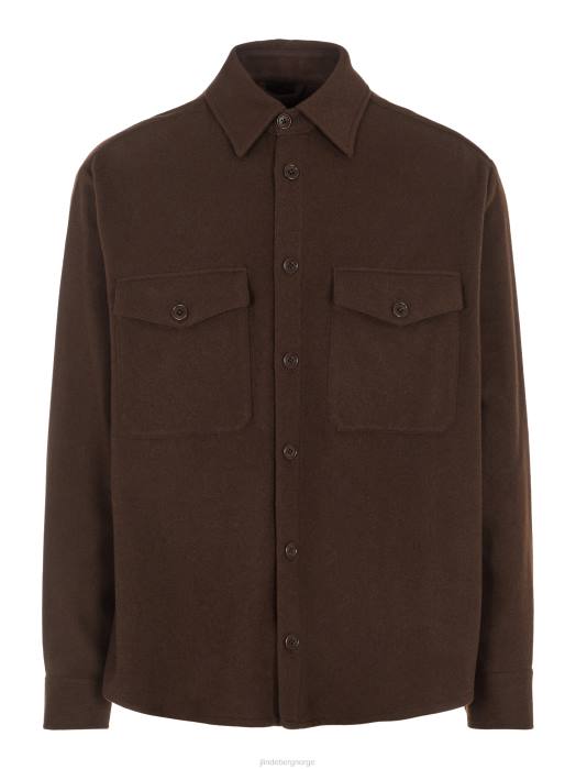 J.Lindeberg menn flat ull overskjorte med løs passform umbra brun klær F8642499