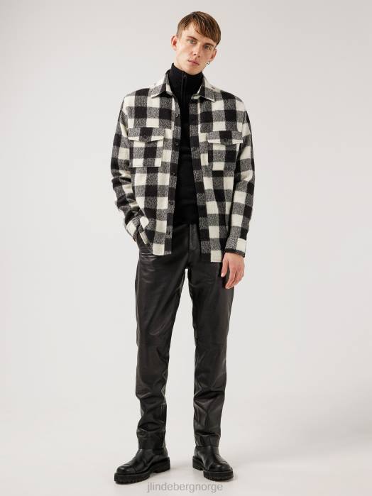 J.Lindeberg menn gingham løs overskjorte svart klær F8642467