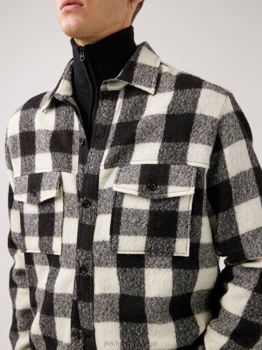 J.Lindeberg menn gingham løs overskjorte svart klær F8642467