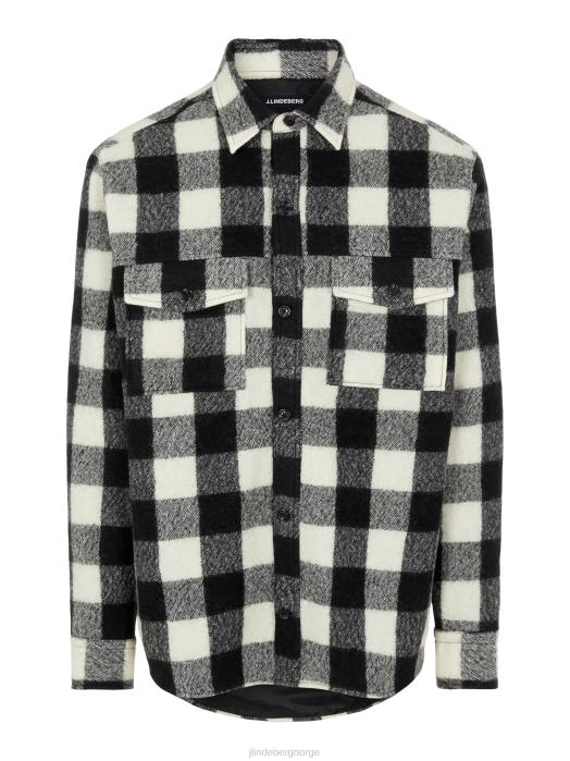 J.Lindeberg menn gingham løs overskjorte svart klær F8642467