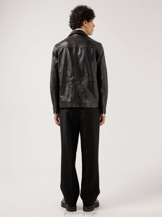 J.Lindeberg menn lenox overskjorte i skinn svart klær F8642469