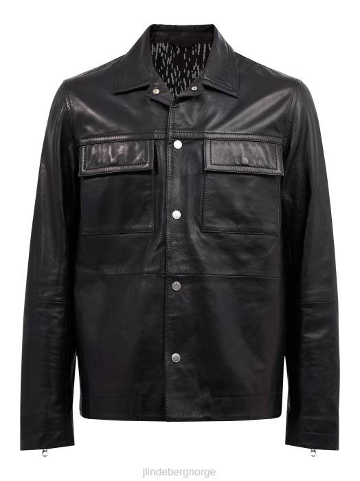 J.Lindeberg menn lenox overskjorte i skinn svart klær F8642469