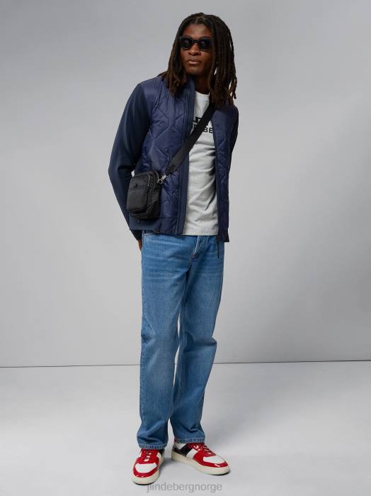 J.Lindeberg menn quilt hybrid jakke marinen klær F8642424