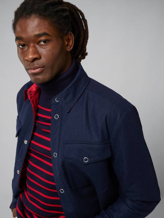 J.Lindeberg menn vendbar overskjorte med stor bro marinen klær F8642429