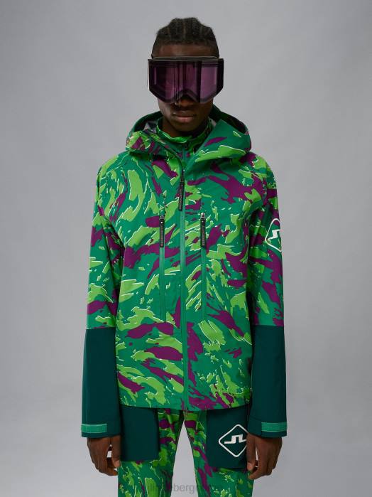 J.Lindeberg menn aerial pro print skalljakke canimol grønn klær F8641284