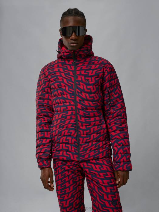 J.Lindeberg menn termisk pro print dunjakke bro virvle rød klær F8641283