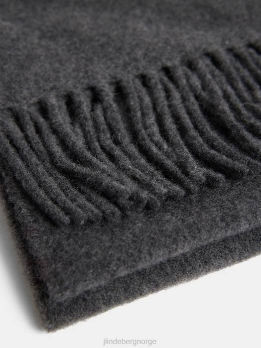 J.Lindeberg menn champ skjerf i solid ull mellomgrå melange tilbehør F8641236