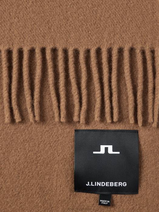 J.Lindeberg menn champ skjerf i solid ull penny brun tilbehør F8642536